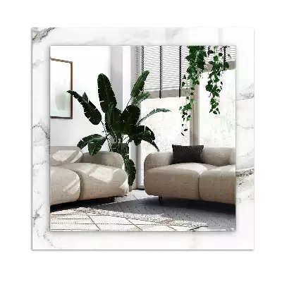 Miroir avec imprimé décoratif rectangulaire Motif marbré blanc