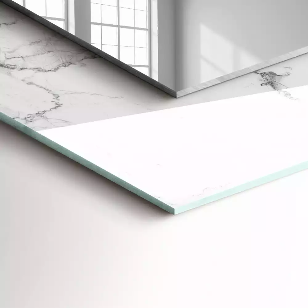Miroir avec imprimé décoratif rectangulaire Motif marbré blanc