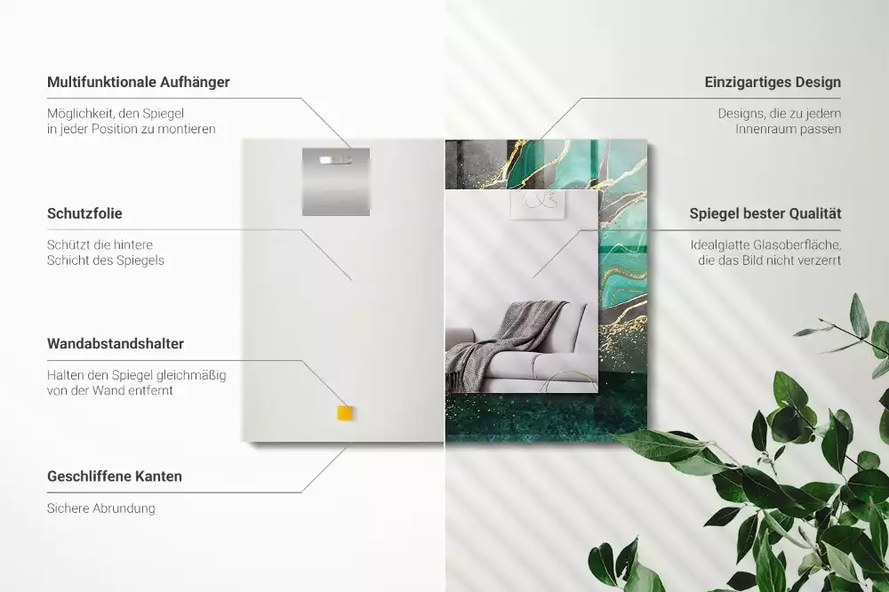 Miroir décoratif rectangulaire Motifs verts abstraits