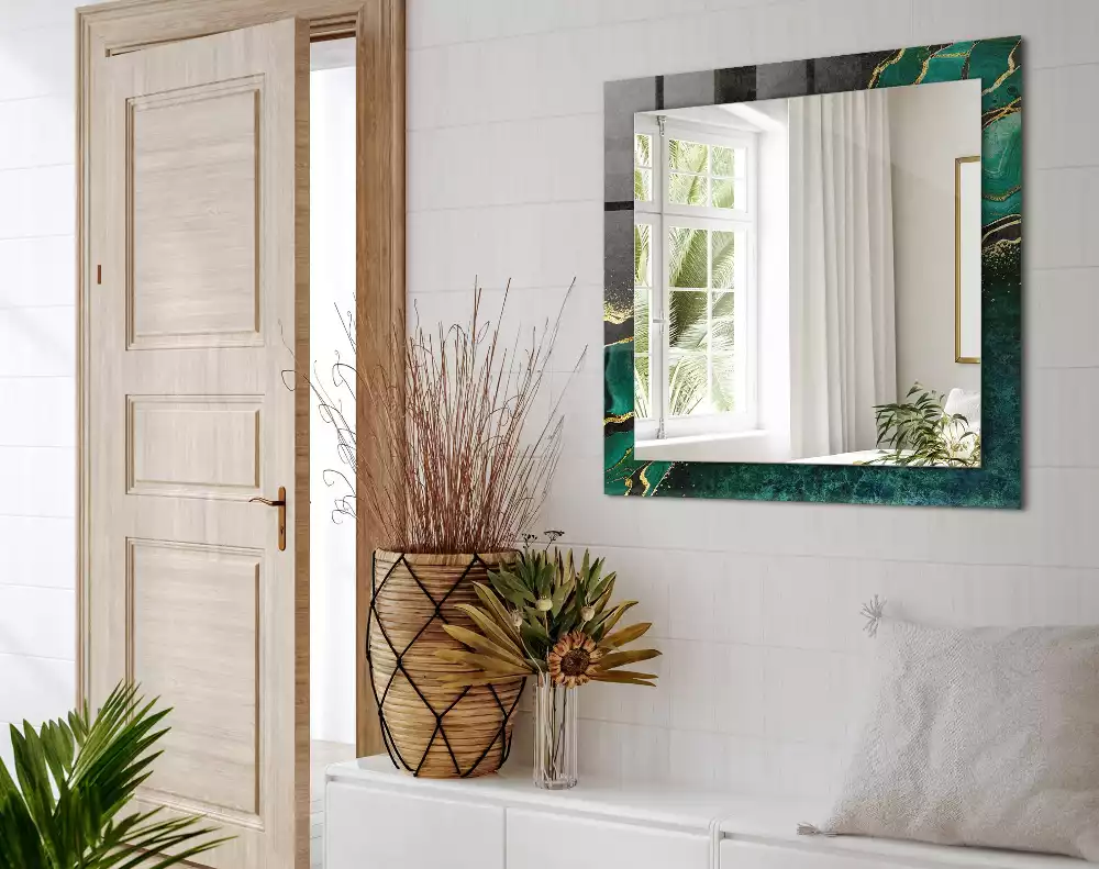 Miroir décoratif rectangulaire Motifs verts abstraits