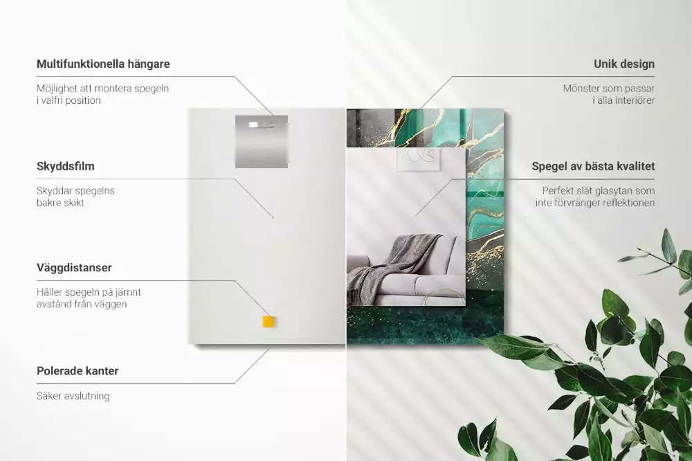 Miroir décoratif rectangulaire Motifs verts abstraits