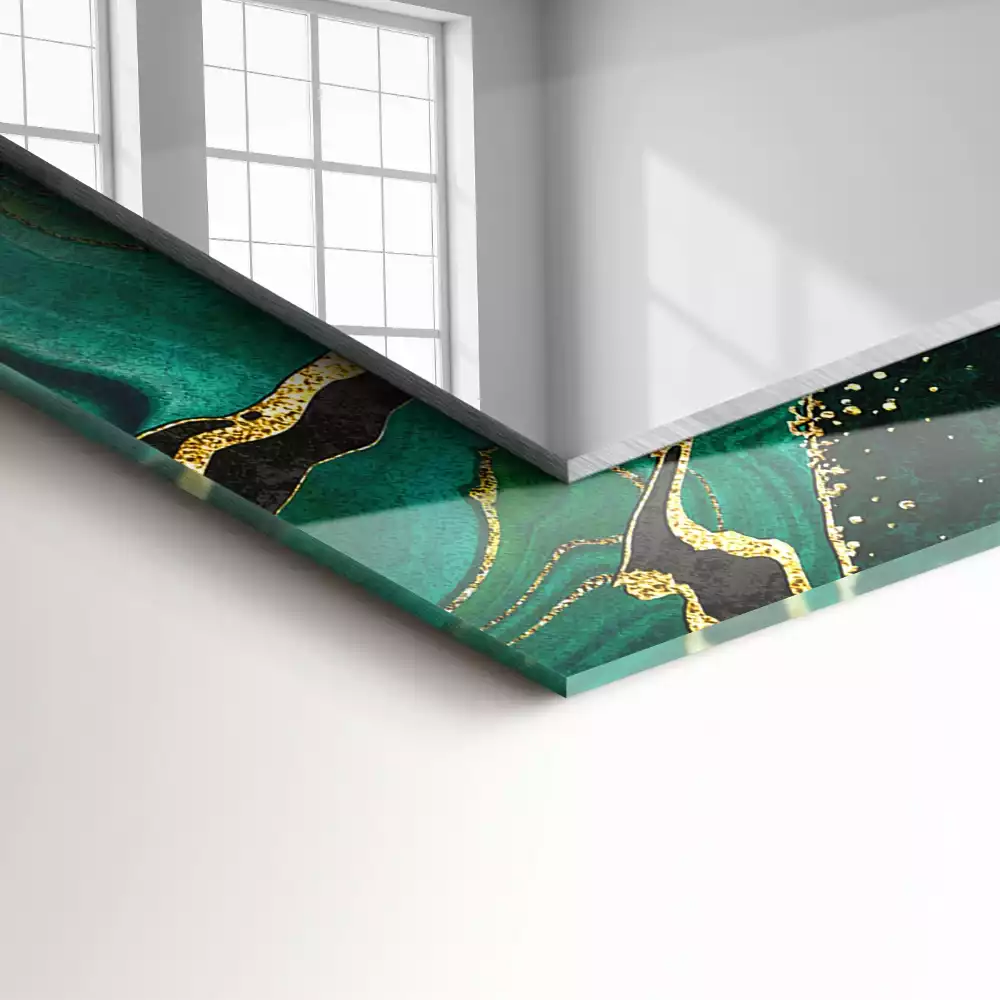 Miroir décoratif rectangulaire Motifs verts abstraits
