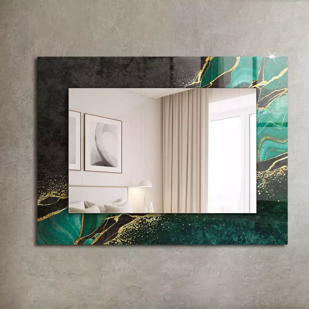 Miroir décoratif rectangulaire Motifs verts abstraits