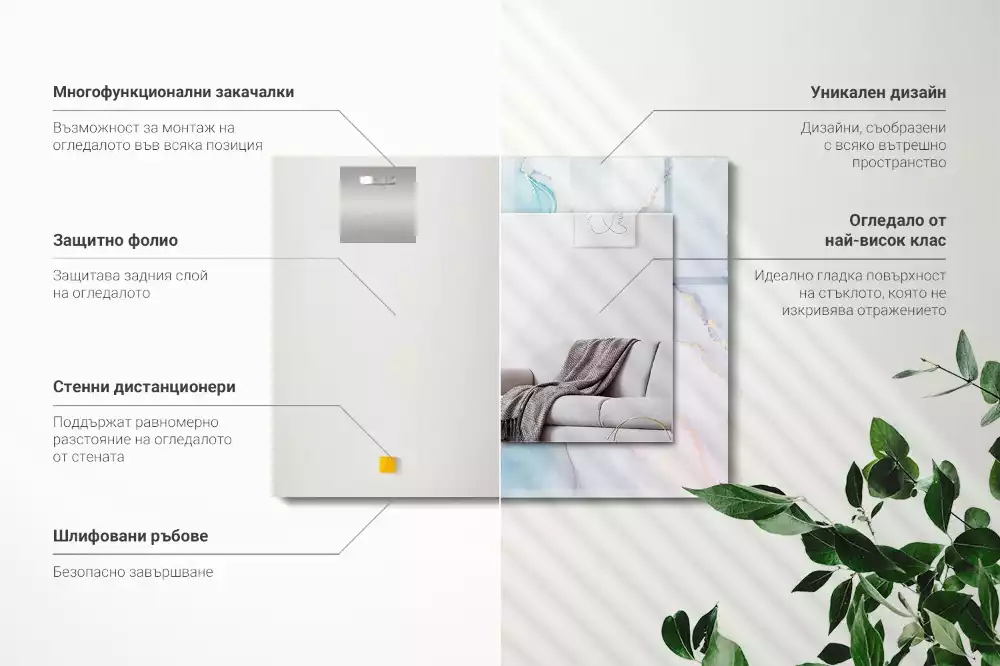 Miroir avec imprimé rectangulaire Aquarelle abstraite