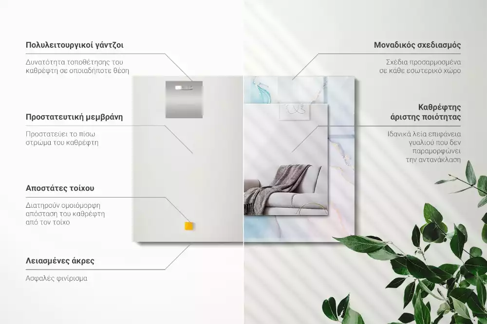 Miroir avec imprimé rectangulaire Aquarelle abstraite