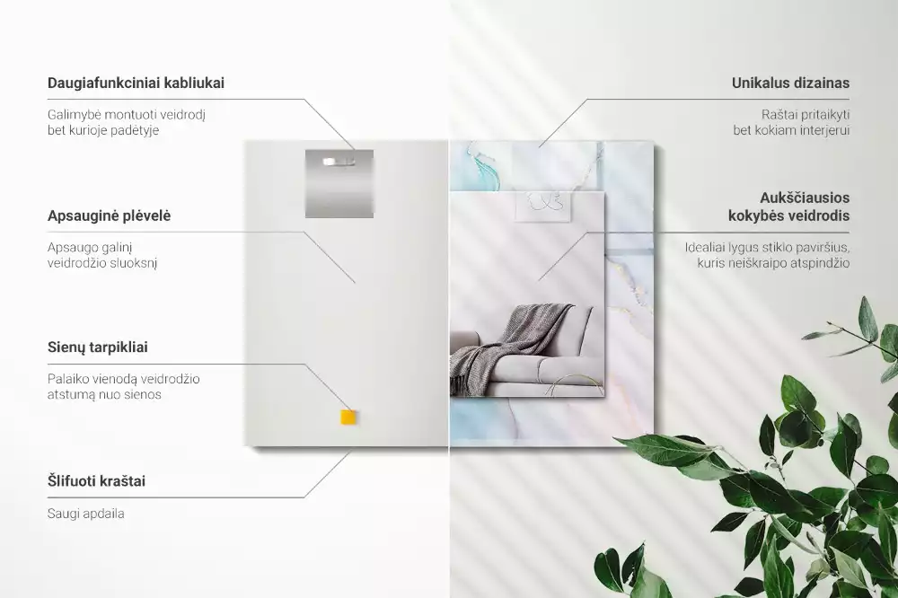 Miroir avec imprimé rectangulaire Aquarelle abstraite