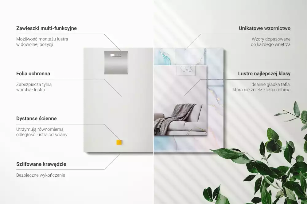 Miroir avec imprimé rectangulaire Aquarelle abstraite