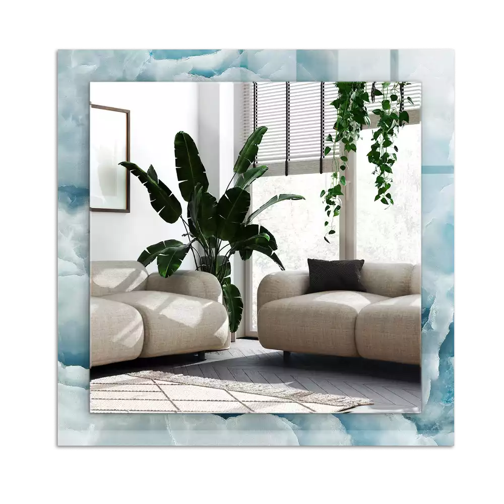 Miroir avec imprimé décoratif rectangulaire Texture marbre bleu