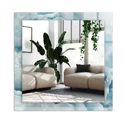 Miroir avec imprimé décoratif rectangulaire Texture marbre bleu