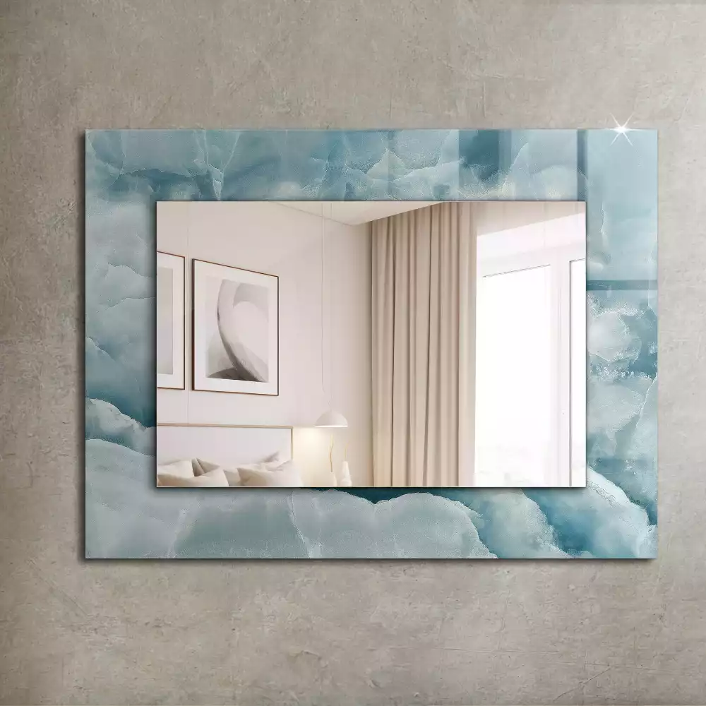 Miroir avec imprimé décoratif rectangulaire Texture marbre bleu