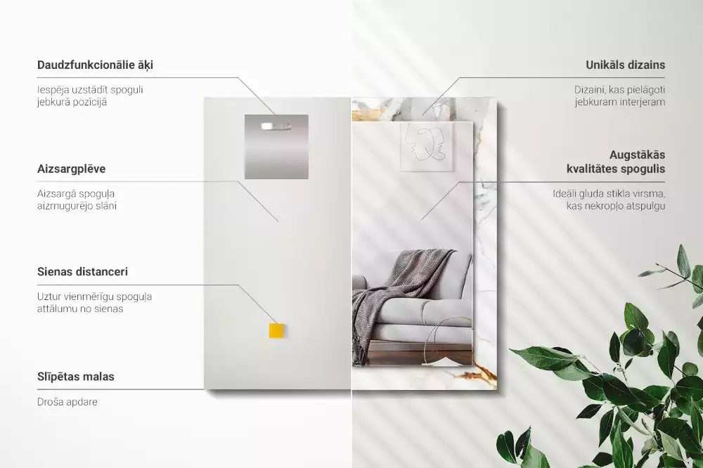 Miroir décoratif rectangulaire Marbre avec veines