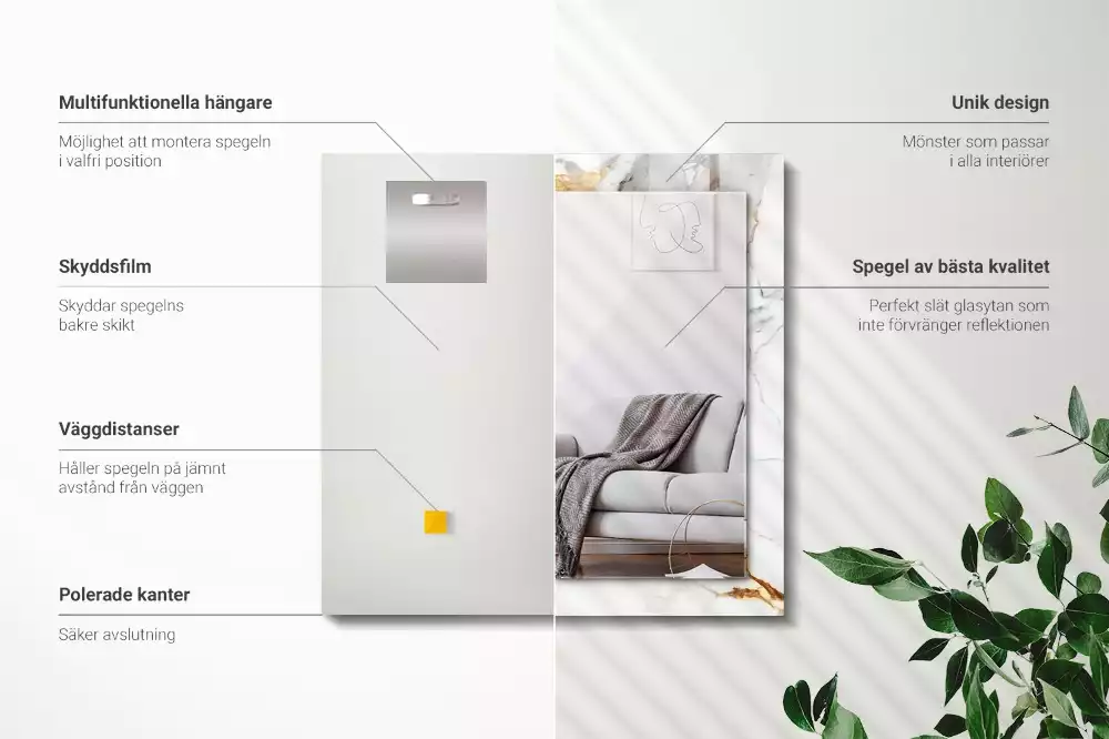 Miroir décoratif rectangulaire Marbre avec veines