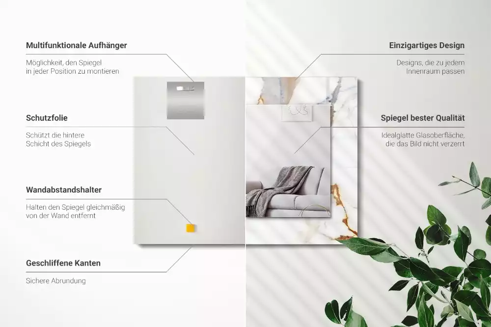 Miroir décoratif rectangulaire Marbre avec veines