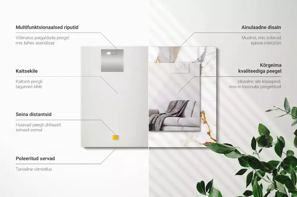 Miroir décoratif rectangulaire Marbre avec veines