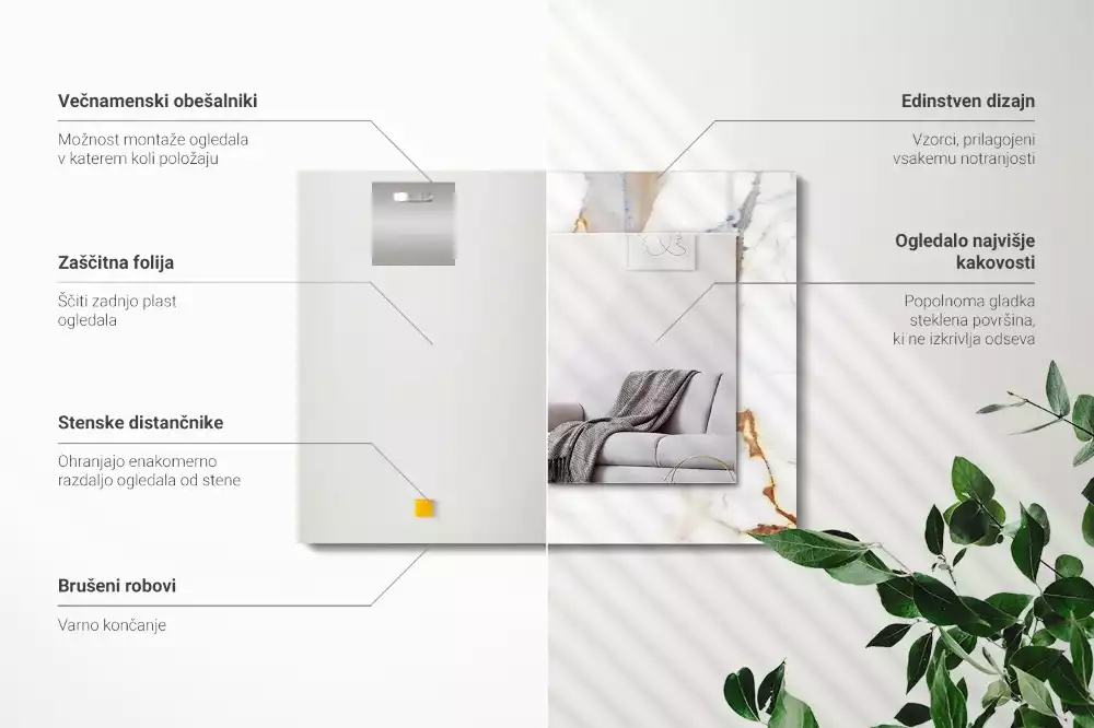 Miroir décoratif rectangulaire Marbre avec veines