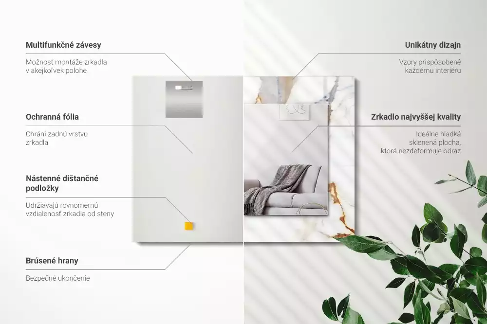 Miroir décoratif rectangulaire Marbre avec veines