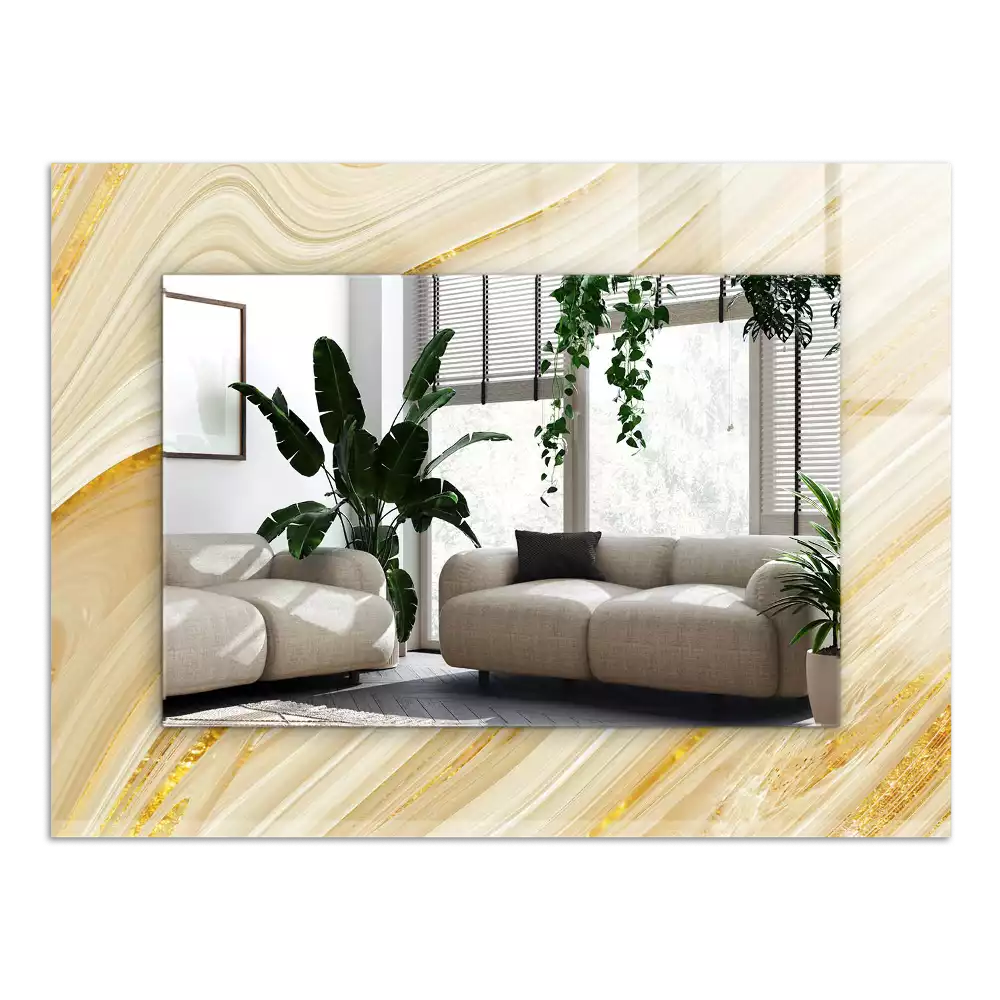 Miroir avec imprimé rectangulaire Lignes jaunes abstraites