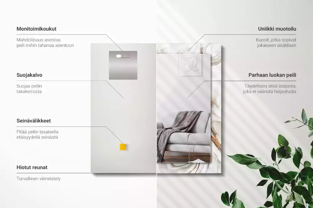 Miroir avec imprimé décoratif rectangulaire Motif marbré abstrait