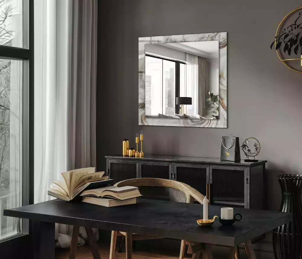 Miroir avec imprimé décoratif rectangulaire Motif marbré abstrait