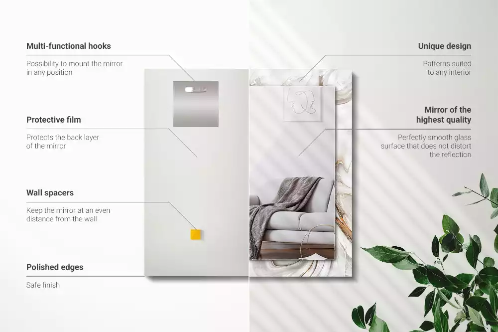 Miroir avec imprimé décoratif rectangulaire Motif marbré abstrait