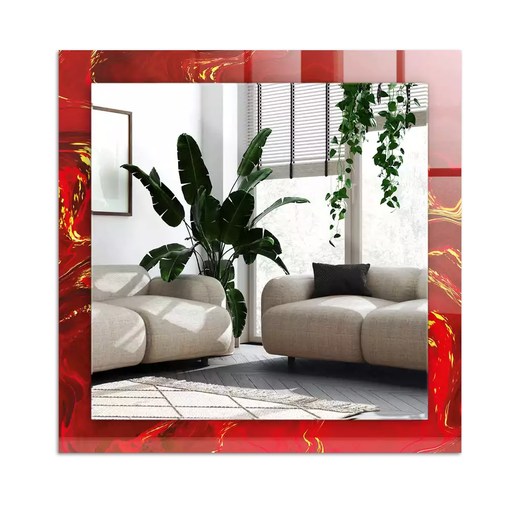 Miroir décoratif rectangulaire Peinture rouge abstraite