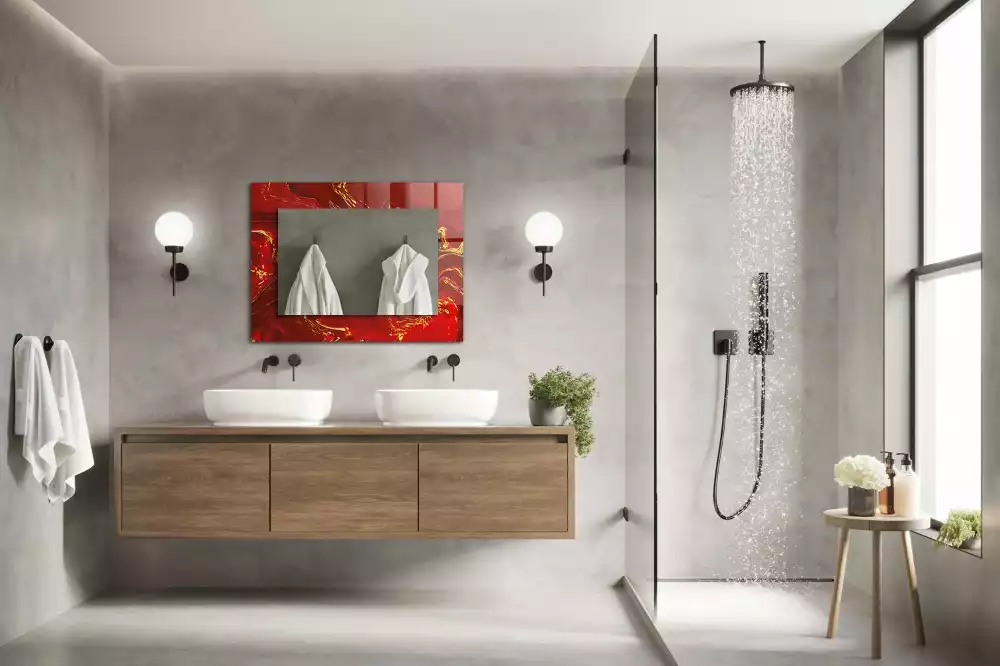 Miroir décoratif rectangulaire Peinture rouge abstraite