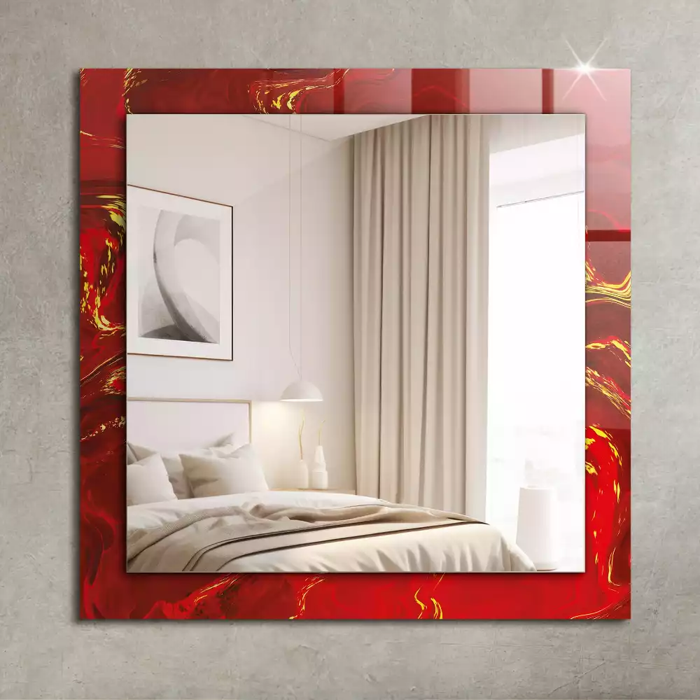 Miroir décoratif rectangulaire Peinture rouge abstraite