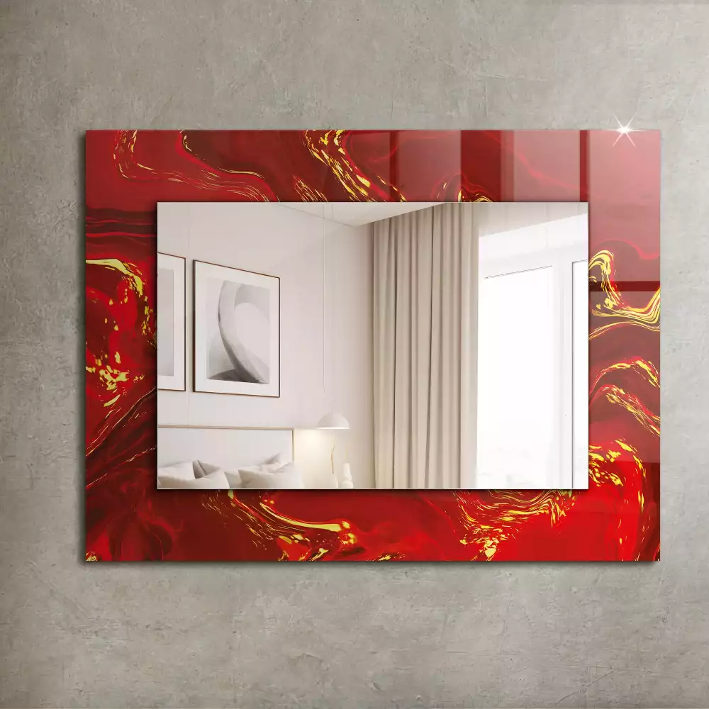 Miroir décoratif rectangulaire Peinture rouge abstraite