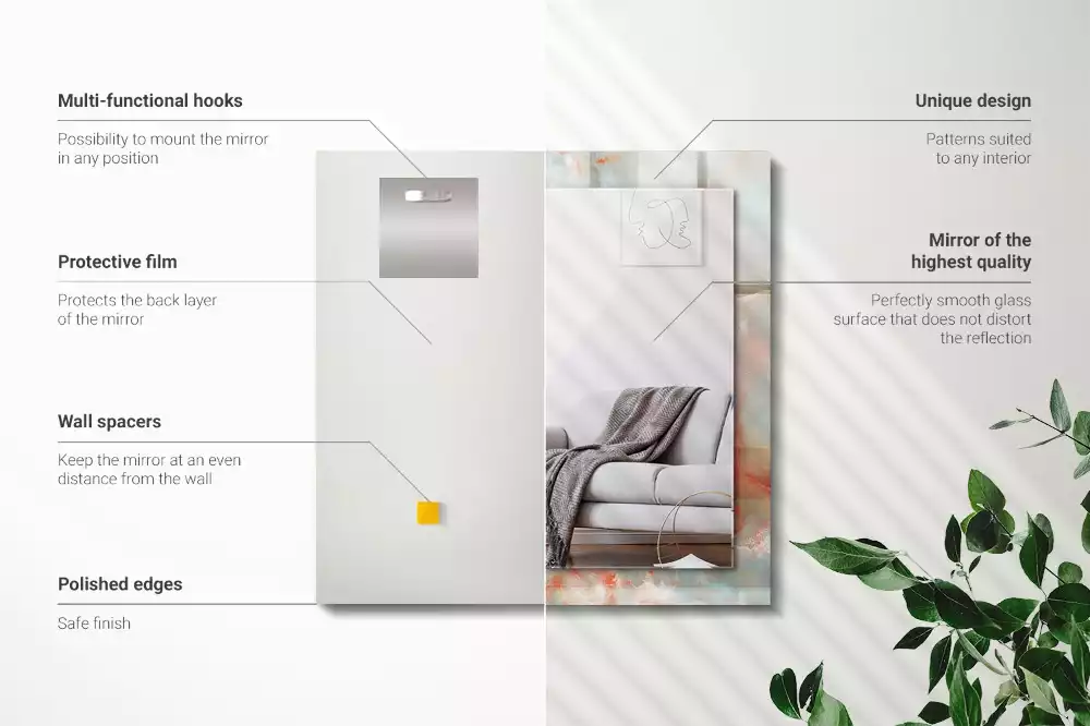 Miroir avec imprimé rectangulaire Texture colorée abstraite