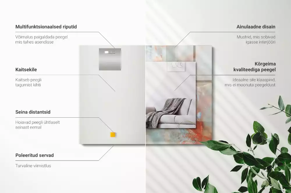 Miroir avec imprimé rectangulaire Texture colorée abstraite