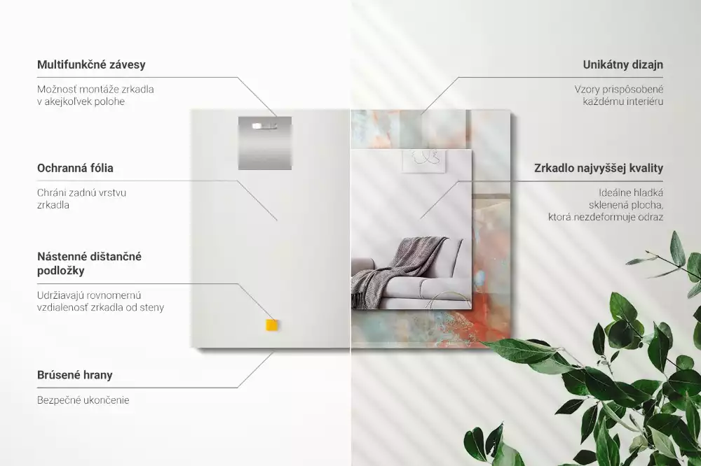 Miroir avec imprimé rectangulaire Texture colorée abstraite