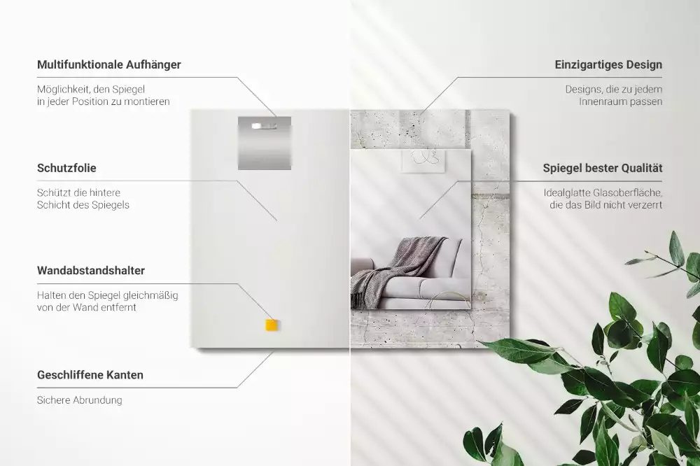 Miroir avec imprimé décoratif rectangulaire Mur béton fissuré