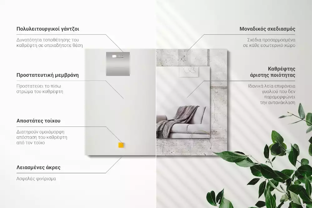 Miroir avec imprimé décoratif rectangulaire Mur béton fissuré