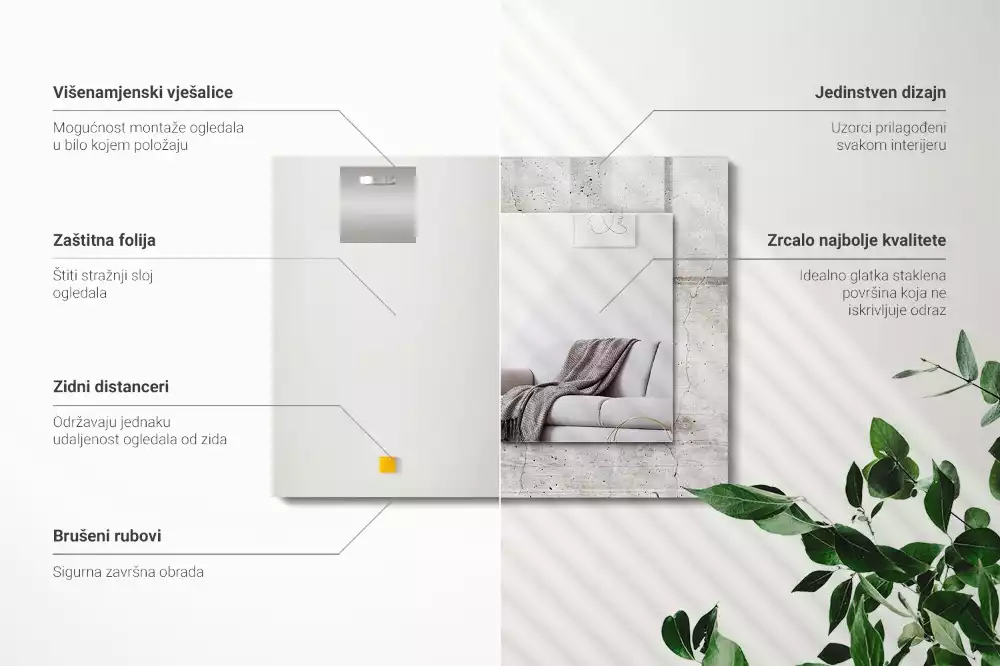 Miroir avec imprimé décoratif rectangulaire Mur béton fissuré