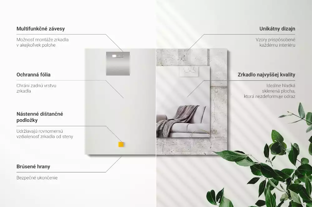 Miroir avec imprimé décoratif rectangulaire Mur béton fissuré