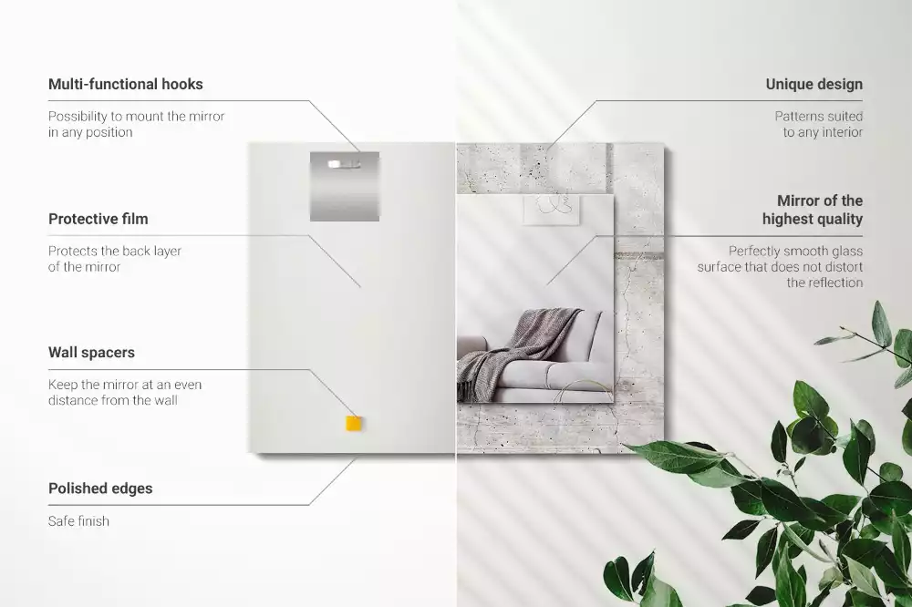 Miroir avec imprimé décoratif rectangulaire Mur béton fissuré