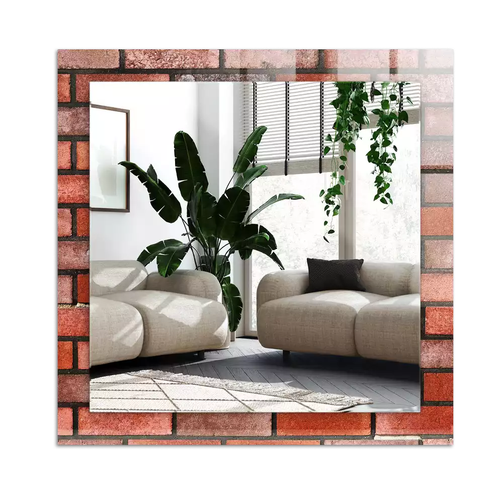 Miroir décoratif rectangulaire Mur brique rouge