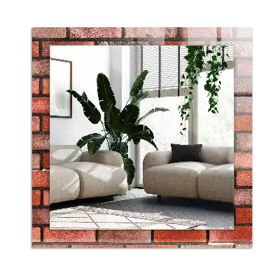 Miroir décoratif rectangulaire Mur brique rouge