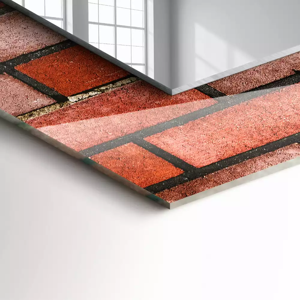 Miroir décoratif rectangulaire Mur brique rouge