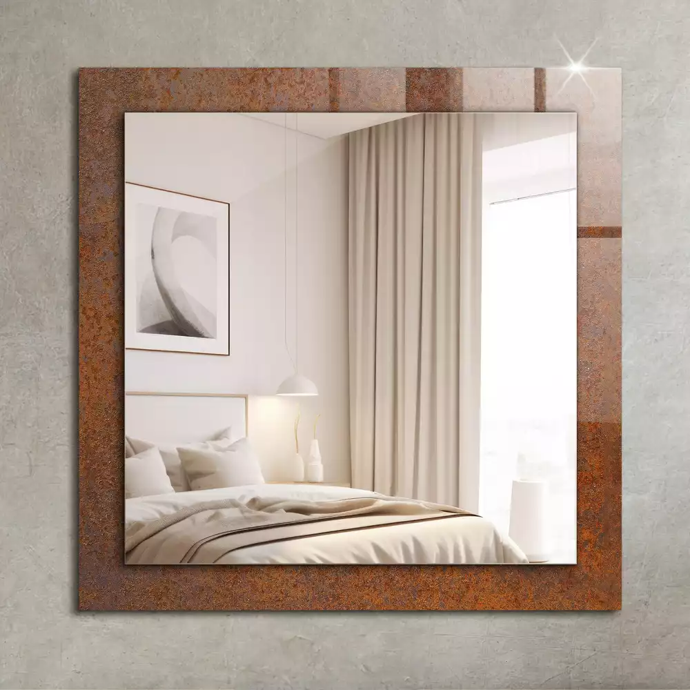 Miroir avec imprimé rectangulaire Surface métallique rouillée