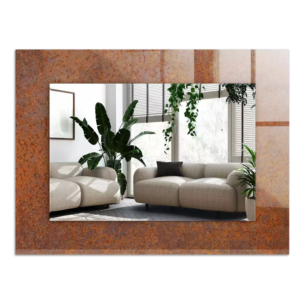 Miroir avec imprimé rectangulaire Surface métallique rouillée