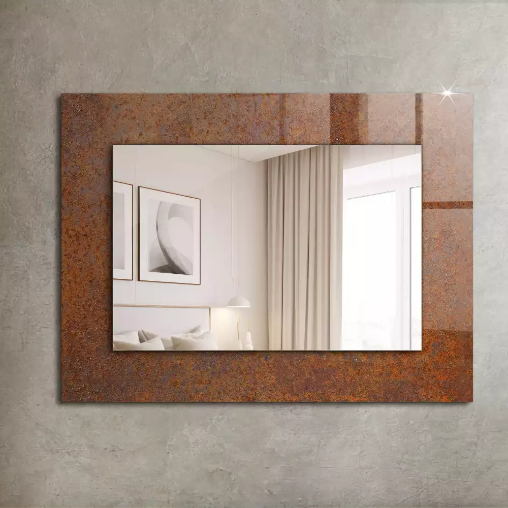 Miroir avec imprimé rectangulaire Surface métallique rouillée