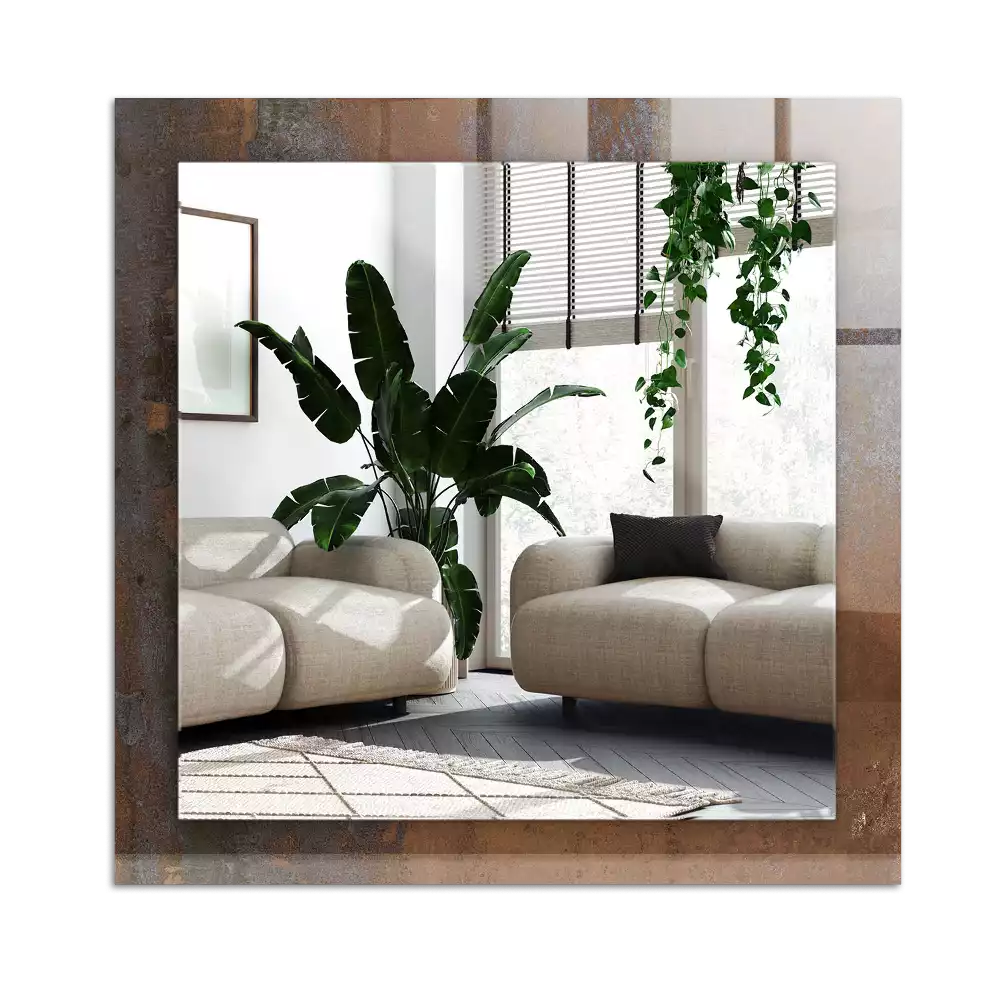 Miroir avec imprimé décoratif rectangulaire Rouille métal tendance