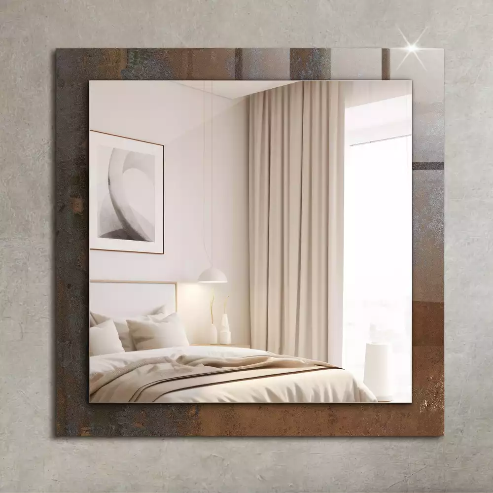 Miroir avec imprimé décoratif rectangulaire Rouille métal tendance