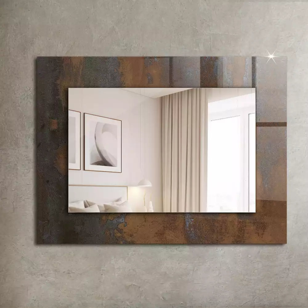 Miroir avec imprimé décoratif rectangulaire Rouille métal tendance