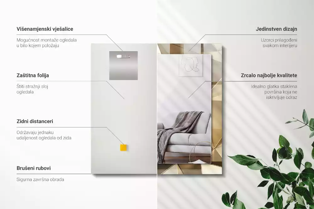 Miroir décoratif rectangulaire Formes géométriques