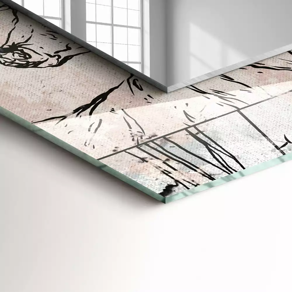 Miroir avec imprimé rectangulaire Cerf renard plantes