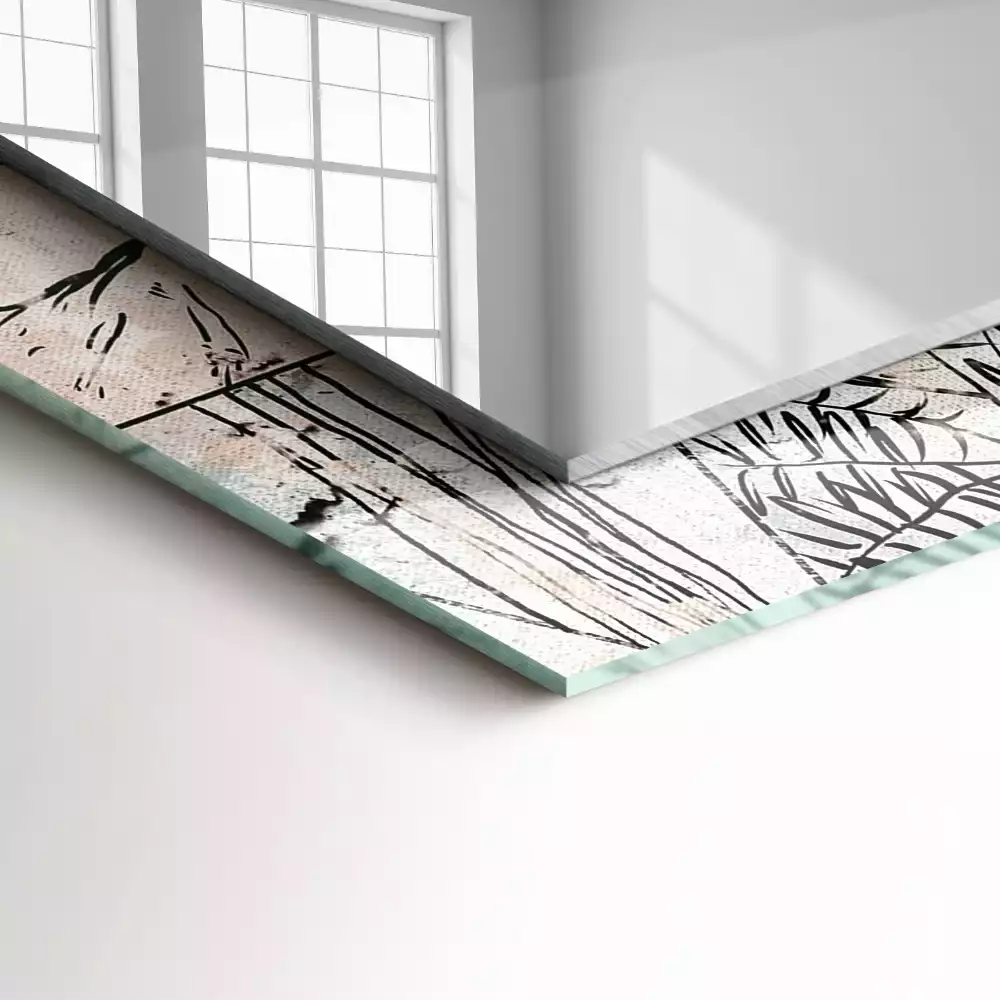 Miroir avec imprimé rectangulaire Cerf renard plantes