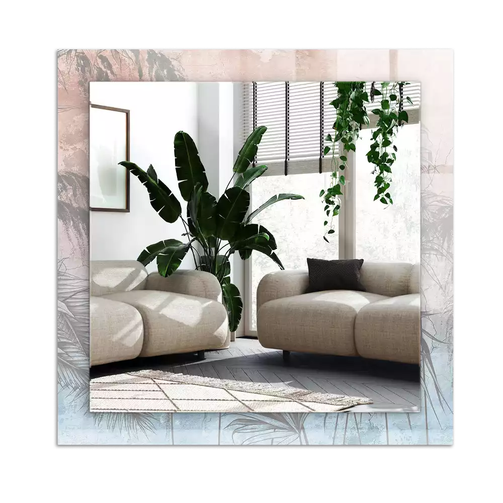 Miroir avec imprimé décoratif rectangulaire Plantes pastelles