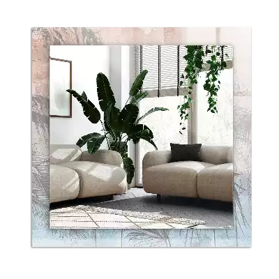 Miroir avec imprimé décoratif rectangulaire Plantes pastelles
